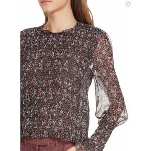 VERONICA BEARD Faire Smocked Silk Top